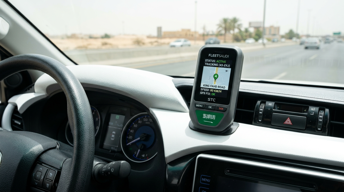 نظام تتبع المركبات زين 2026: أول نظام سعودي لإدارة الأسطول 2 جهاز تتبع المركبات GPS مثبت على شاحنة